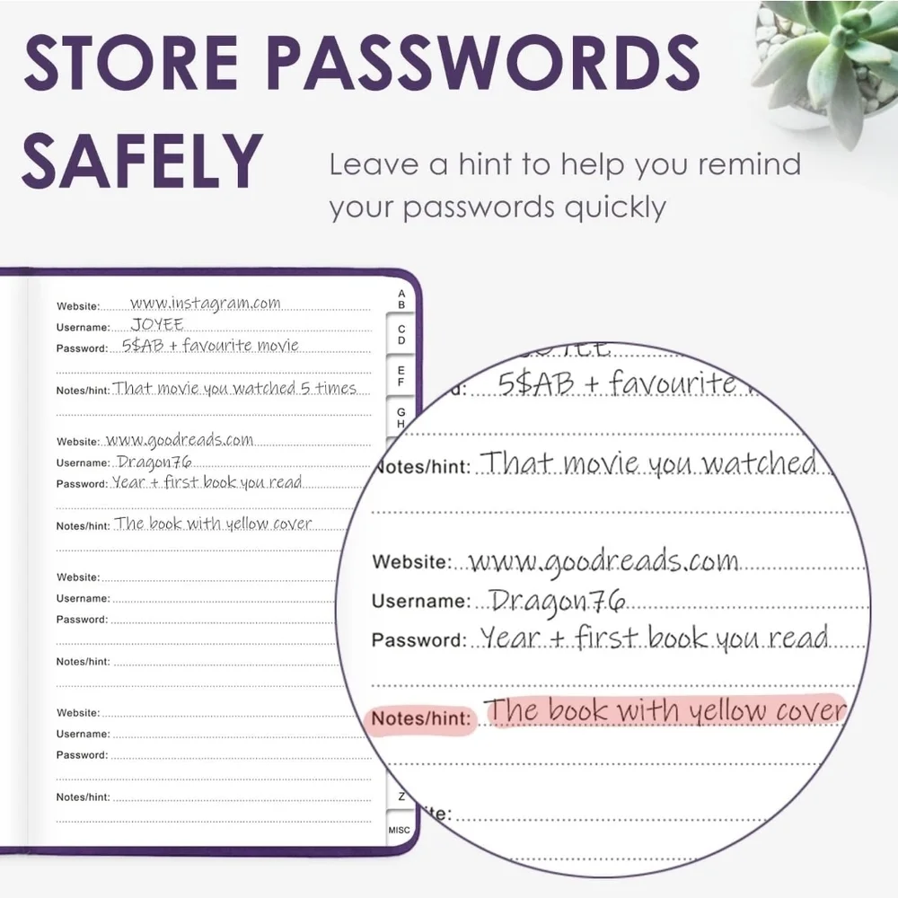 NWOT Pink Password Log Book